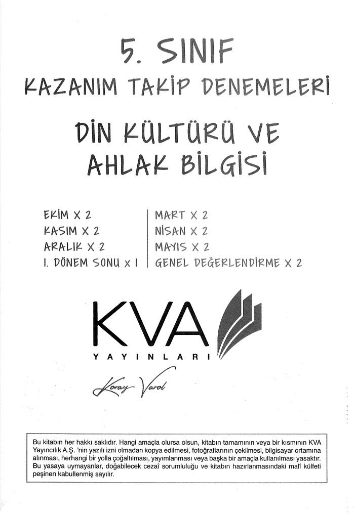 DİN KÜLTÜRÜ VE AHLAK BİLGİSİ KAZANIM TAKİP DENEMELERİ