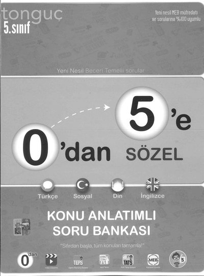 0'DAN 5'E SÖZEL KONU ANLATIMLI SORU BANKASI
