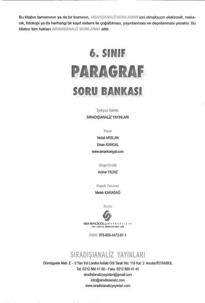 PARAGRAF SORU BANKASI Fotokopi.SHOP - Öğrencilerin Marketi!