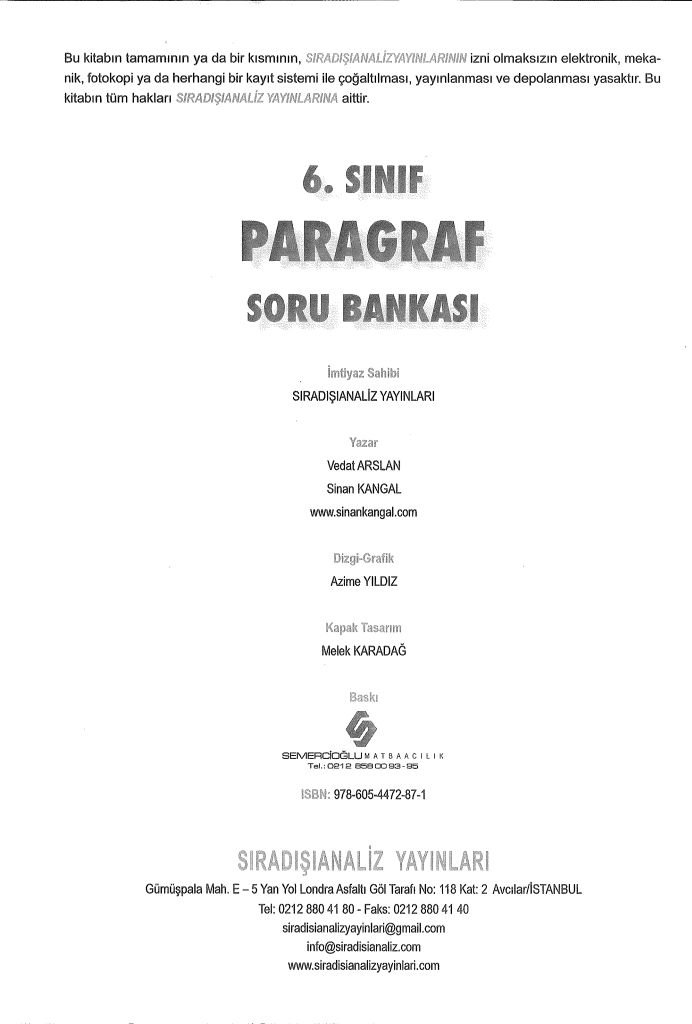 PARAGRAF SORU BANKASI