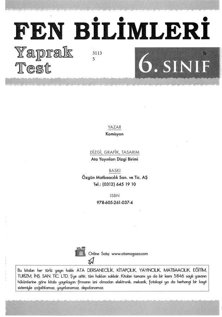FEN BİLİMLERİ YAPRAK TEST