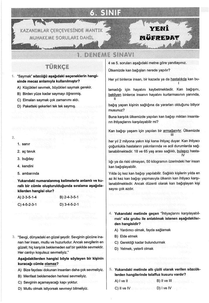 6 ADET DENEME ÇÖZÜMLÜ