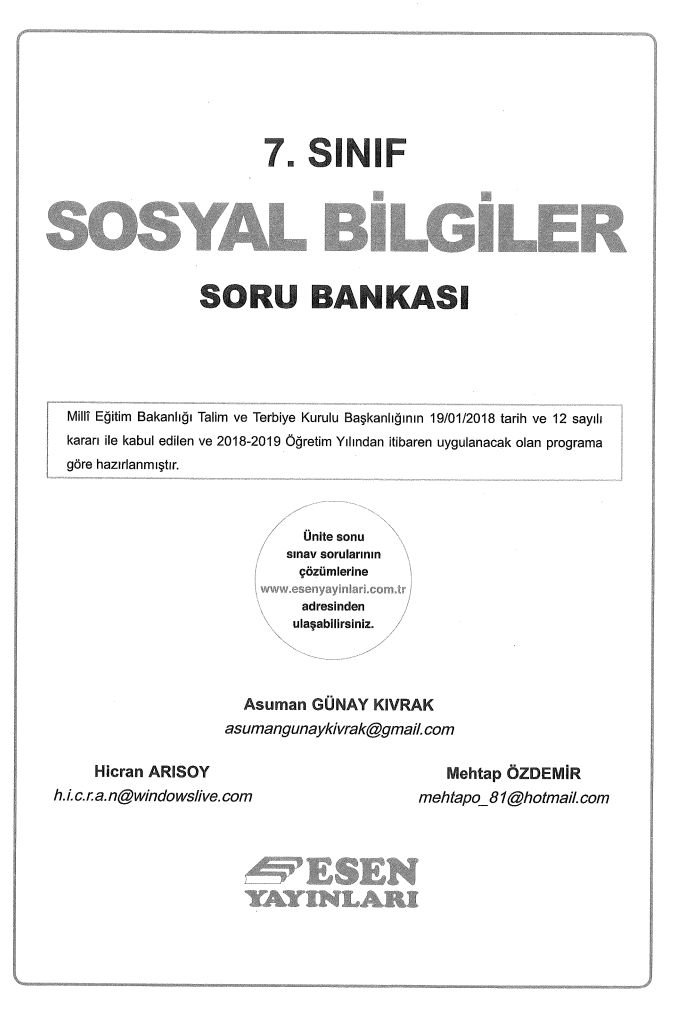 SOSYAL BİLGİLER SORU BANKASI