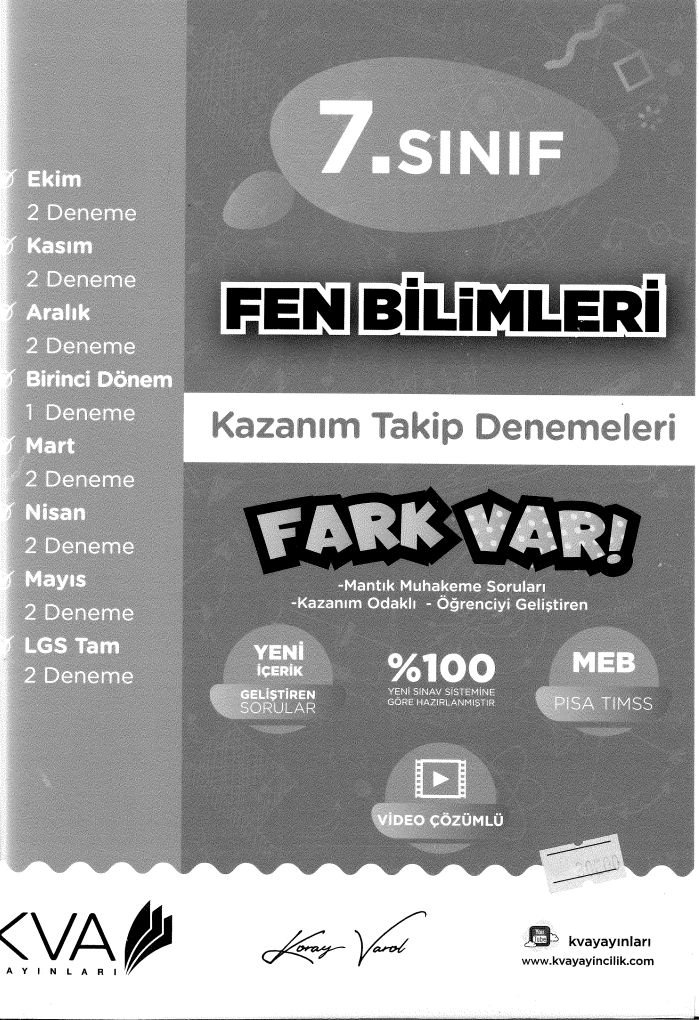 FEN BİLİMLERİ KAZANIM TAKİP DENEMELERİ FARK VAR
