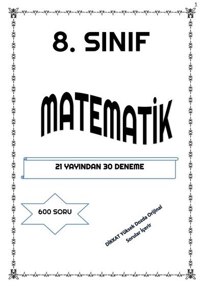 MATEMATİK 21 YAYINDAN 30 DENEME 600 SORU Fotokopi.SHOP - Öğrencilerin Marketi!