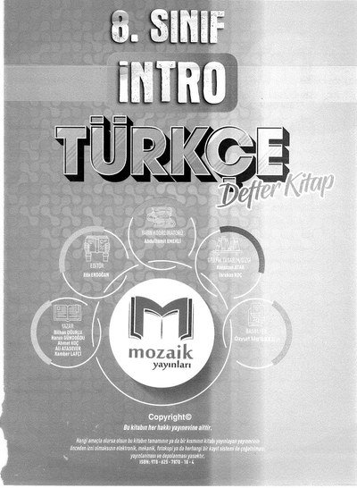 İNTRO TÜRKÇE DEFTER KİTAP