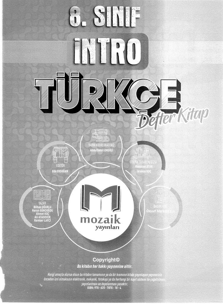 İNTRO TÜRKÇE DEFTER KİTAP