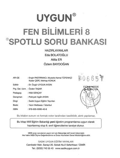 FEN BİLİMLERİ SPOTLU SORU BANKASI Fotokopi.SHOP - Öğrencilerin Marketi!