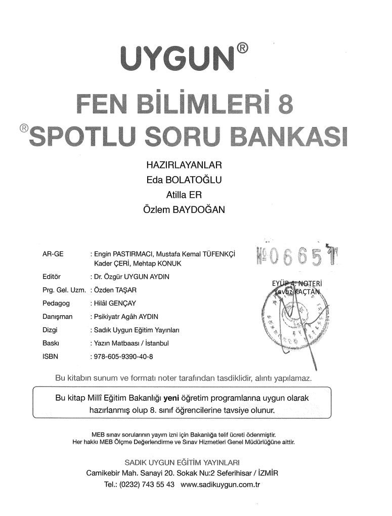 FEN BİLİMLERİ SPOTLU SORU BANKASI