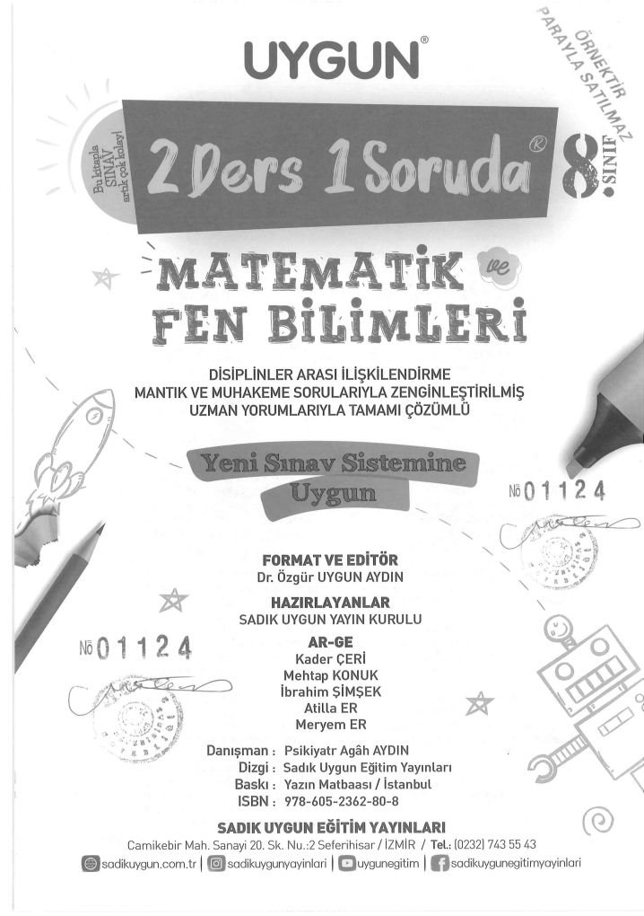 2 DERS 1 SORUDA MATEMATİK VE FEN BİLİMLERİ