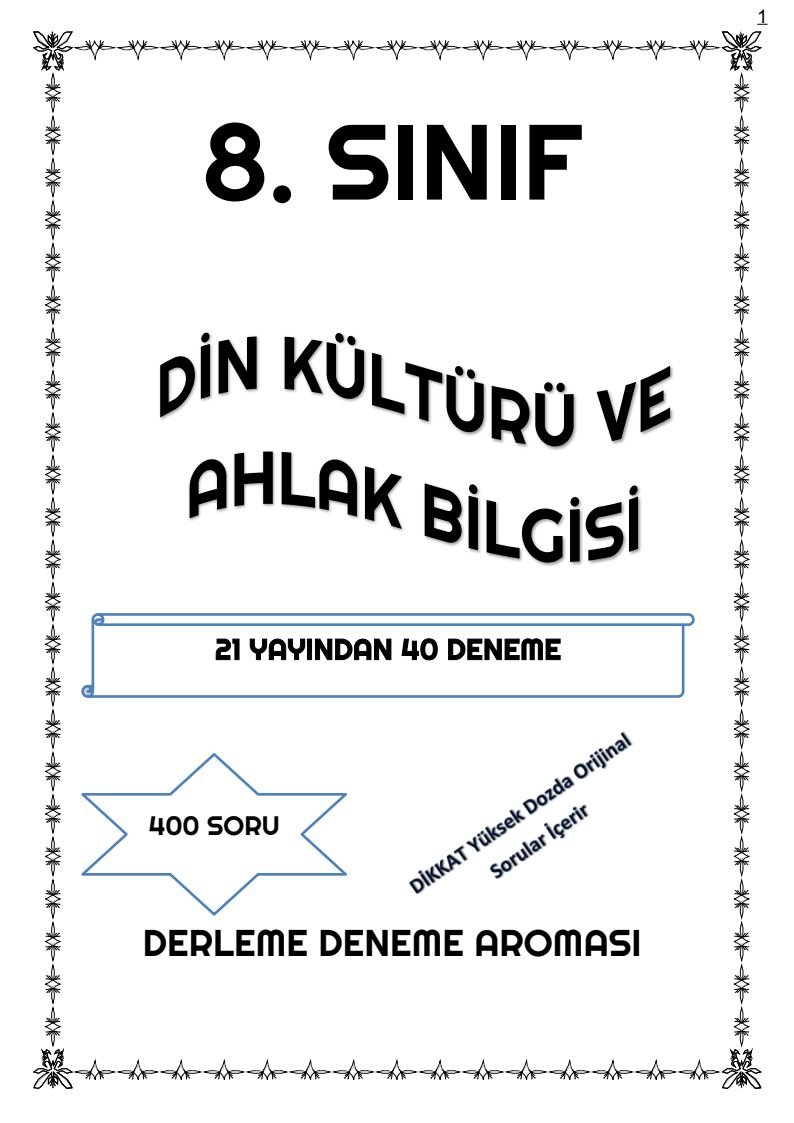 DİN KÜLTÜRÜ VE AHLAK BİLGİSİ 21 YAYINDAN 40 DENEME