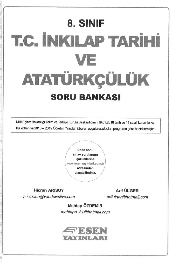 T.C. İNKILAP TARİHİ VE ATATÜRKÇÜLÜK SORU BANKASI
