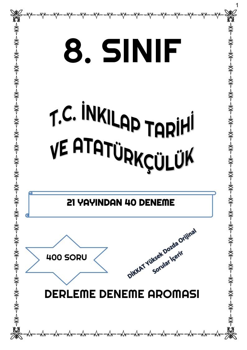 T.C. İNKILAP TARİHİ VE ATATÜRKÇÜLÜK 21 YAYINDAN 40 DENEME