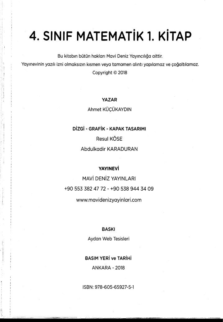 MATEMATİK 1. KİTAP