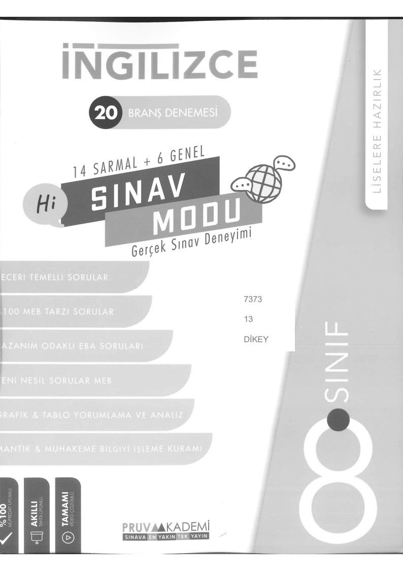 İNGİLİZCE 20 BRANŞ DENEMESİ SINAV MODU