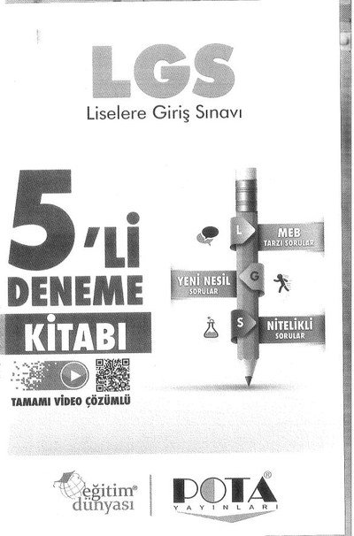 LGS 5'Lİ DENEME KİTABI TAMAMI VİDEO ÇÖZÜMLÜ Fotokopi.SHOP - Öğrencilerin Marketi!