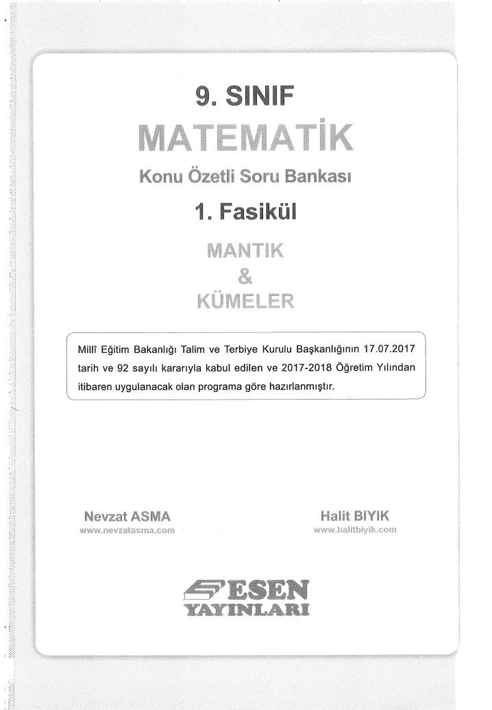 MATEMATİK KONU ÖZETLİ SORU BANKASI 1. FASİKÜL MANTIK & KÜMELER