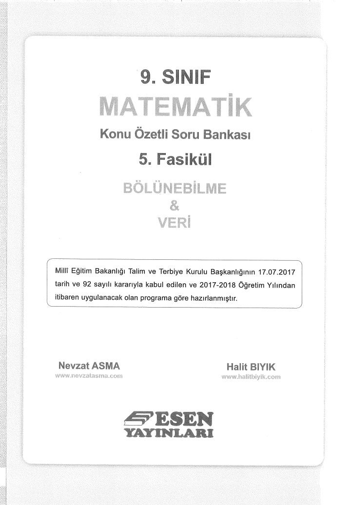 MATEMATİK KONU ÖZETLİ SORU BANKASI 5. FASİKÜL BÖLÜNEBİLME & VERİ