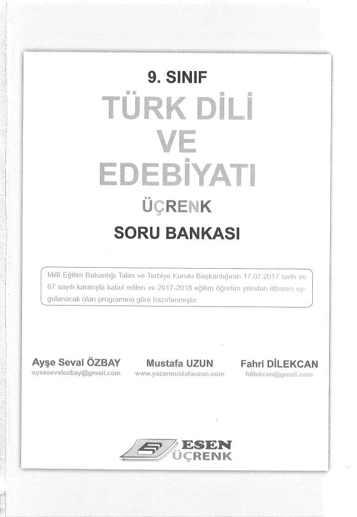 TÜRK DİLİ VE EDEBİYATI ÜÇRENK SORU BANKASI