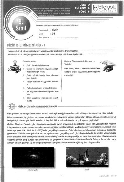 DERS ANLATIM FÖYÜ FİZİK
