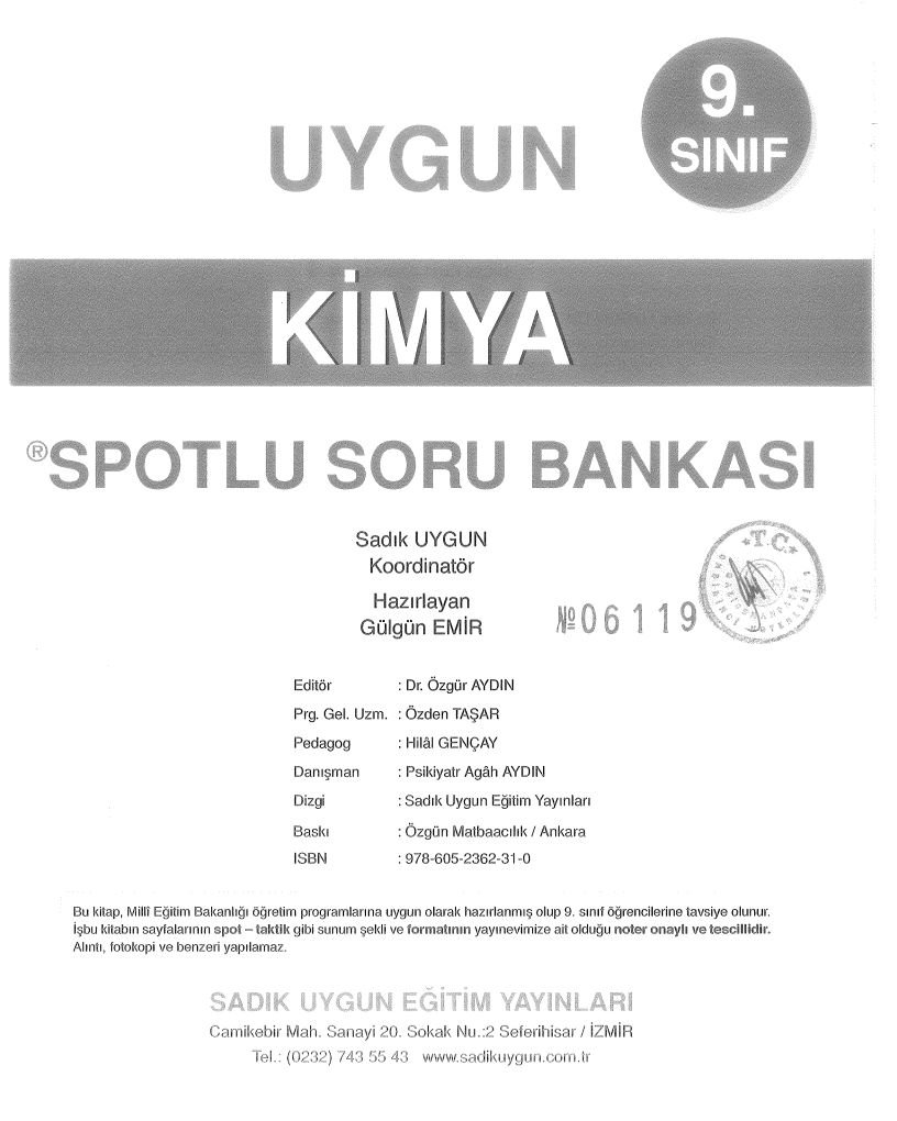 KİMYA SPOTLU SORU BANKASI