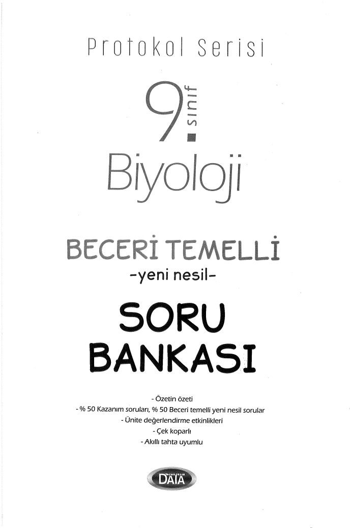 BİYOLOJİ BECERİ TEMELLİ YENİ NESİL SORU BANKASI