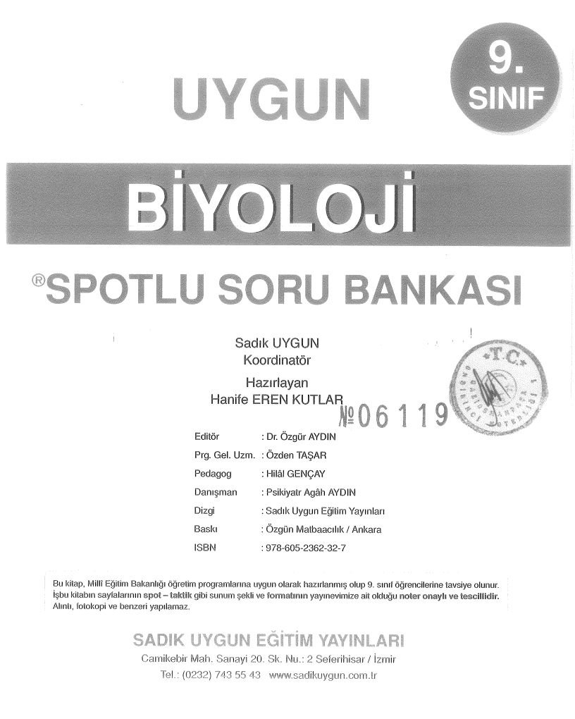 BİYOLOJİ SPOTLU SORU BANKASI