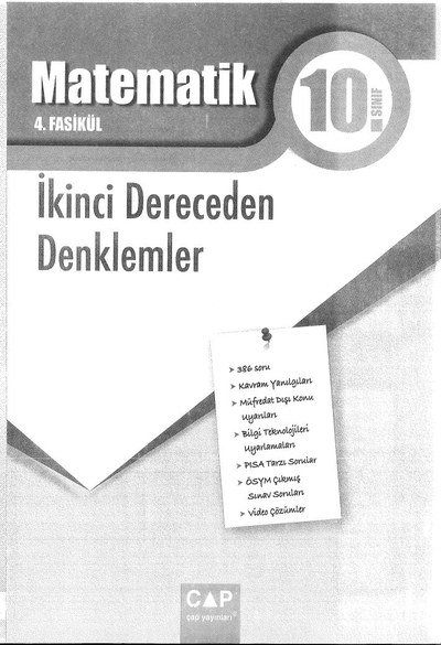 MATEMATİK 4. FASİKÜL İKİNCİ DERECEDEN DENKLEMLER