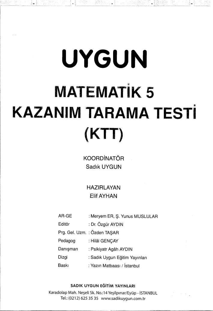 MATEMATİK KAZANIM TARAMA TESTİ
