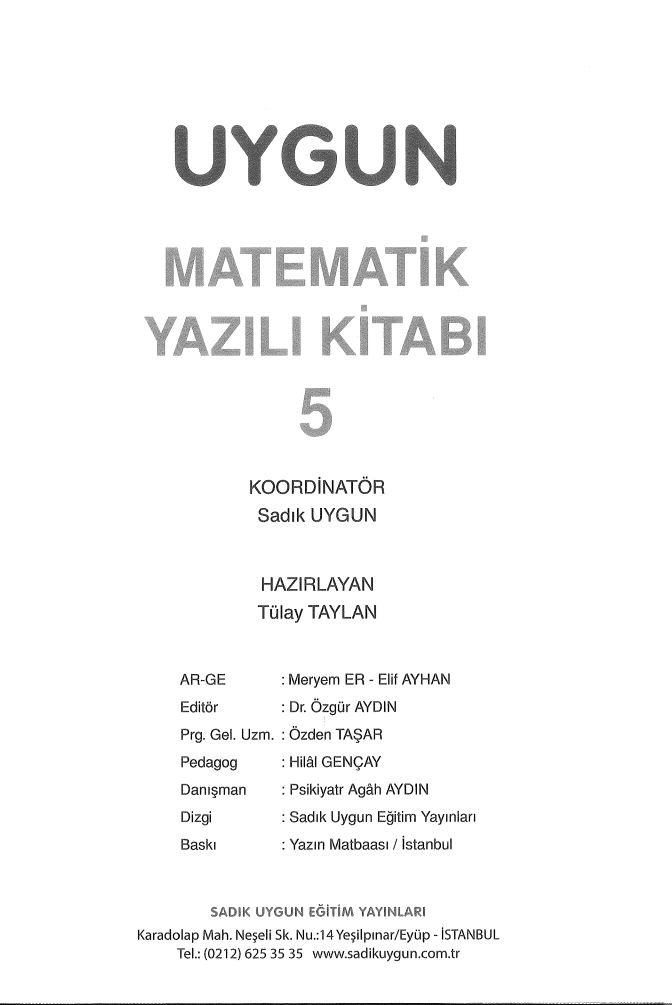 MATEMATİK YAZILI KİTABI