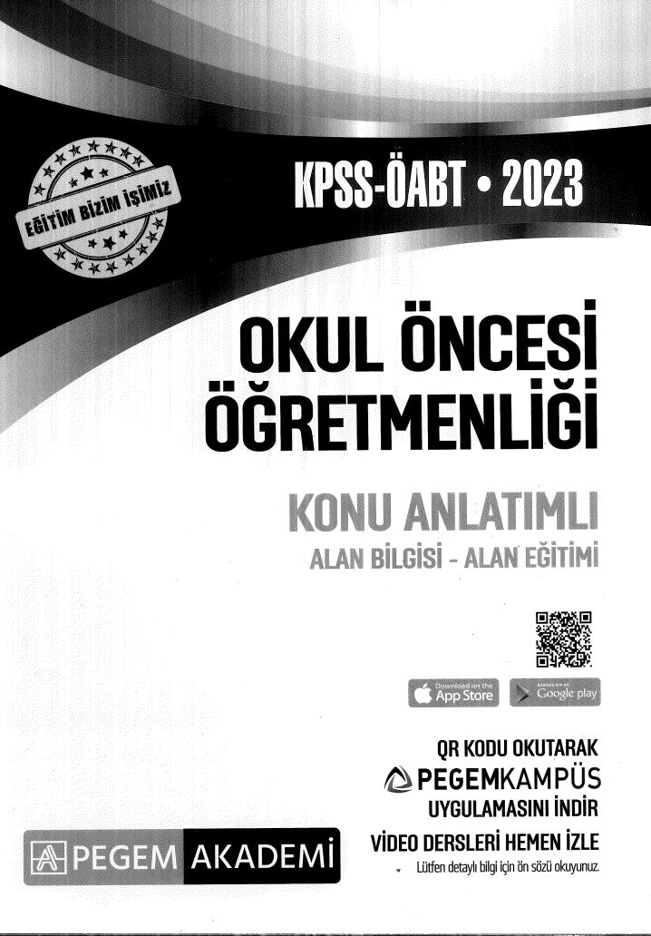 OKUL ÖNCESİ ÖĞRETMENLİĞİ KONU ANLATIMLI ALAN BİLGİSİ * ALAN EİTİMİ