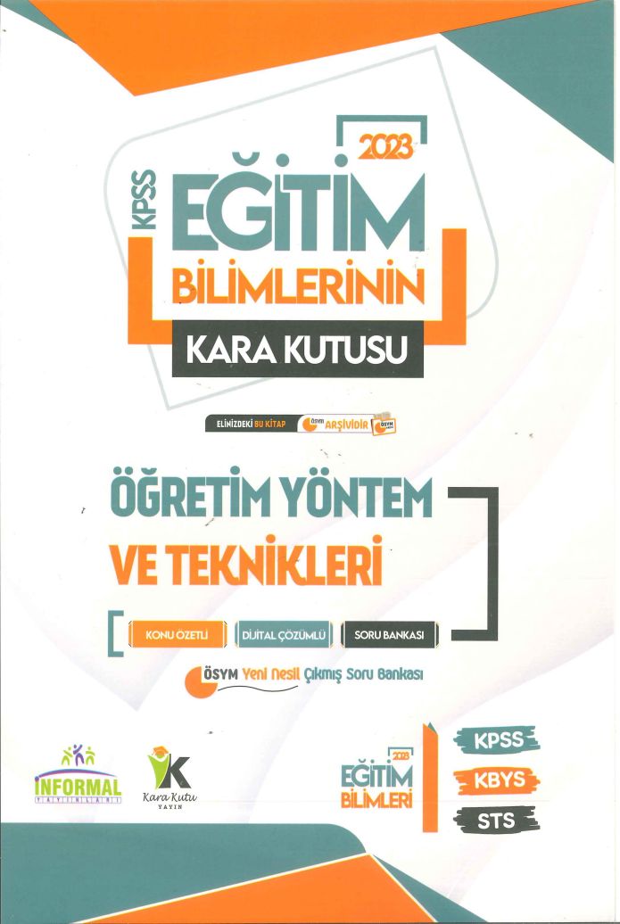KARA KUTU ÖĞRETİM YÖNTEM VE TEKNİKLERİ KONU ÖZETLİ SORU BANKASI
