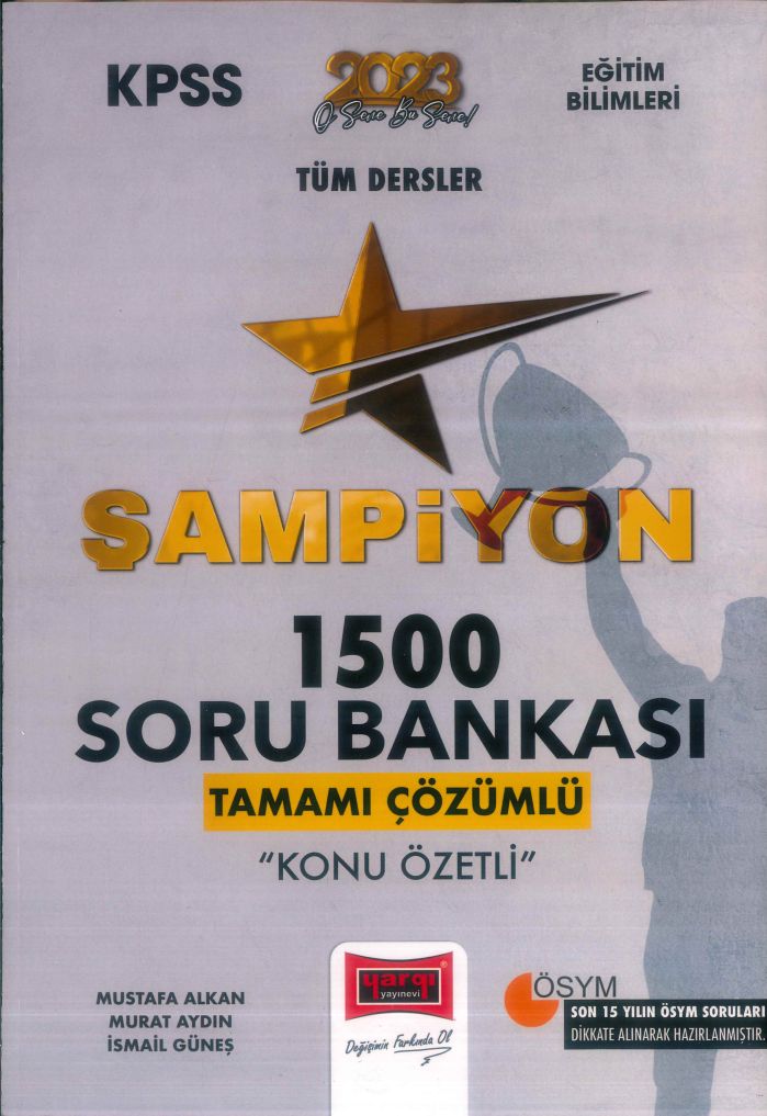 TÜM DERSLER ŞAMPİYON 1500 SORU BANKASI ÇÖZÜMLÜ KONU ÖZETLİ