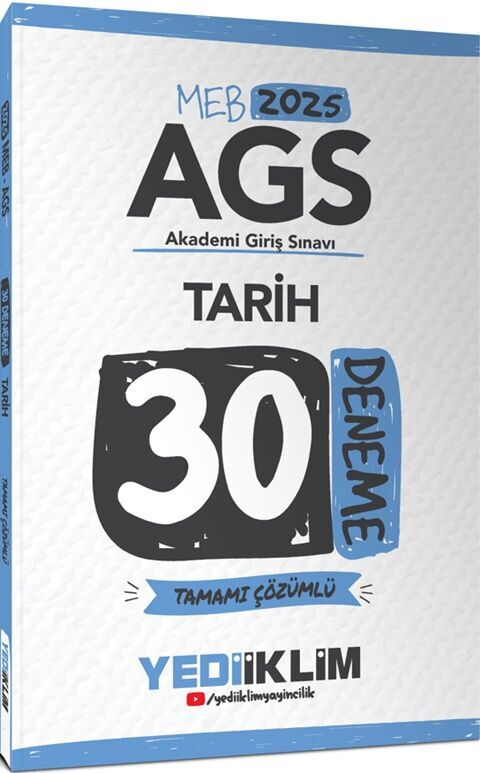 2025 MEB AGS Tarih Tamamı Çözümlü 30 Deneme Yediiklim Yayınları