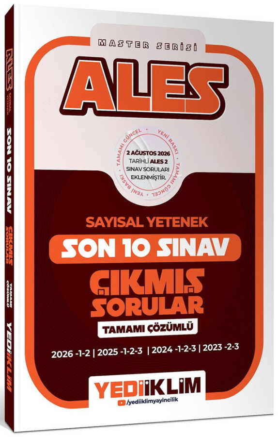 ALES Sayısal Yetenek Master Serisi Tamamı Çözümlü Son 10 Sınav Çıkmış Sorular Yediiklim Yayınları