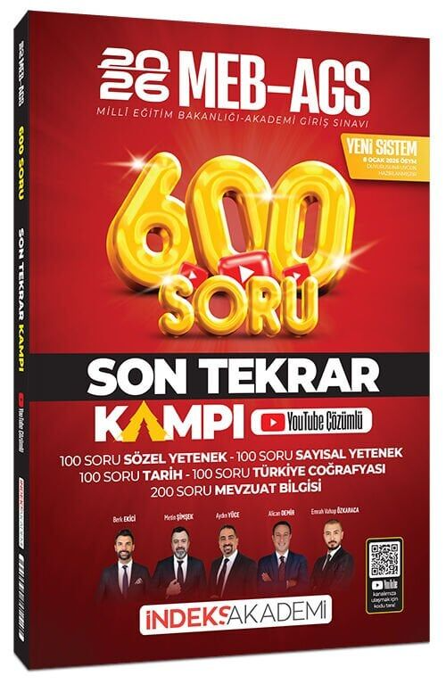2026 MEB-AGS Son Tekrar Kampı 600 Soru Bankası Youtube Video Çözümlü İndeks Akademi Yayıncılık
