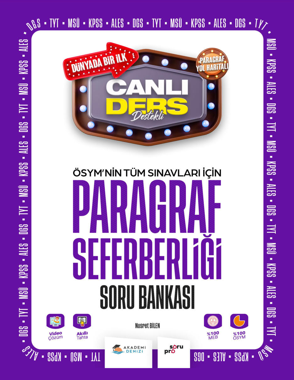 ÖSYM nin Tüm Sınavlar İçin Paragraf Seferberliği Soru Bankası