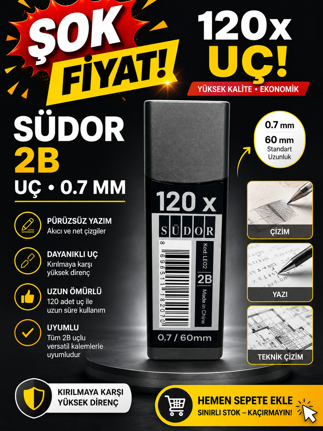 120 Li 0.7 Kalem Ucu 2B Südor