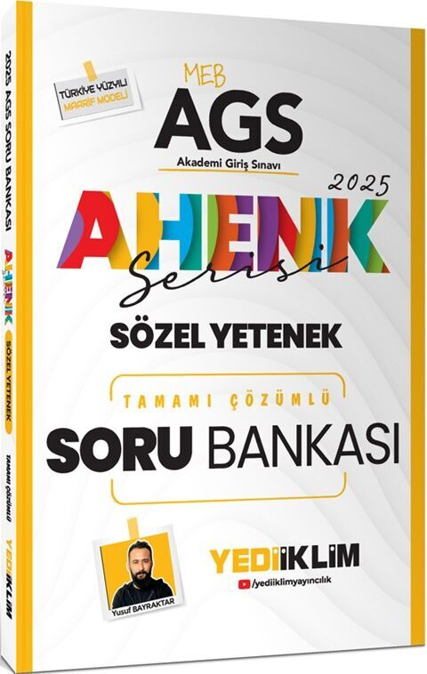 2025 MEB AGS Ahenk Serisi Sözel Yetenek Tamamı Çözümlü Soru Bankası Yediiklim Yayınları