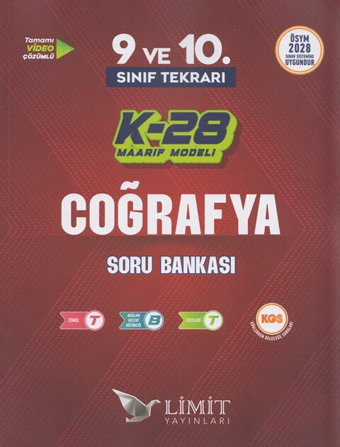2028 TYT 9. ve 10. Sınıf Tekrarı Coğrafya K-28 Maarif Model Soru Bankası Limit Yayınları