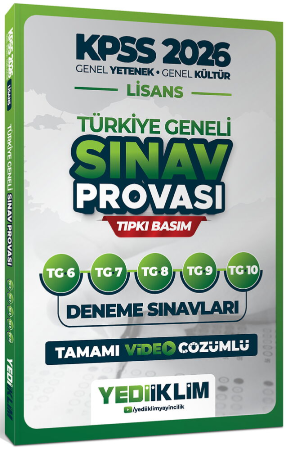 2026 KPSS Genel Yetenek Genel Kültür Lisans Türkiye Geneli Sınav Provası 5 Deneme Çözümlü (6-7-8-9-10) Yediiklim Yayınları