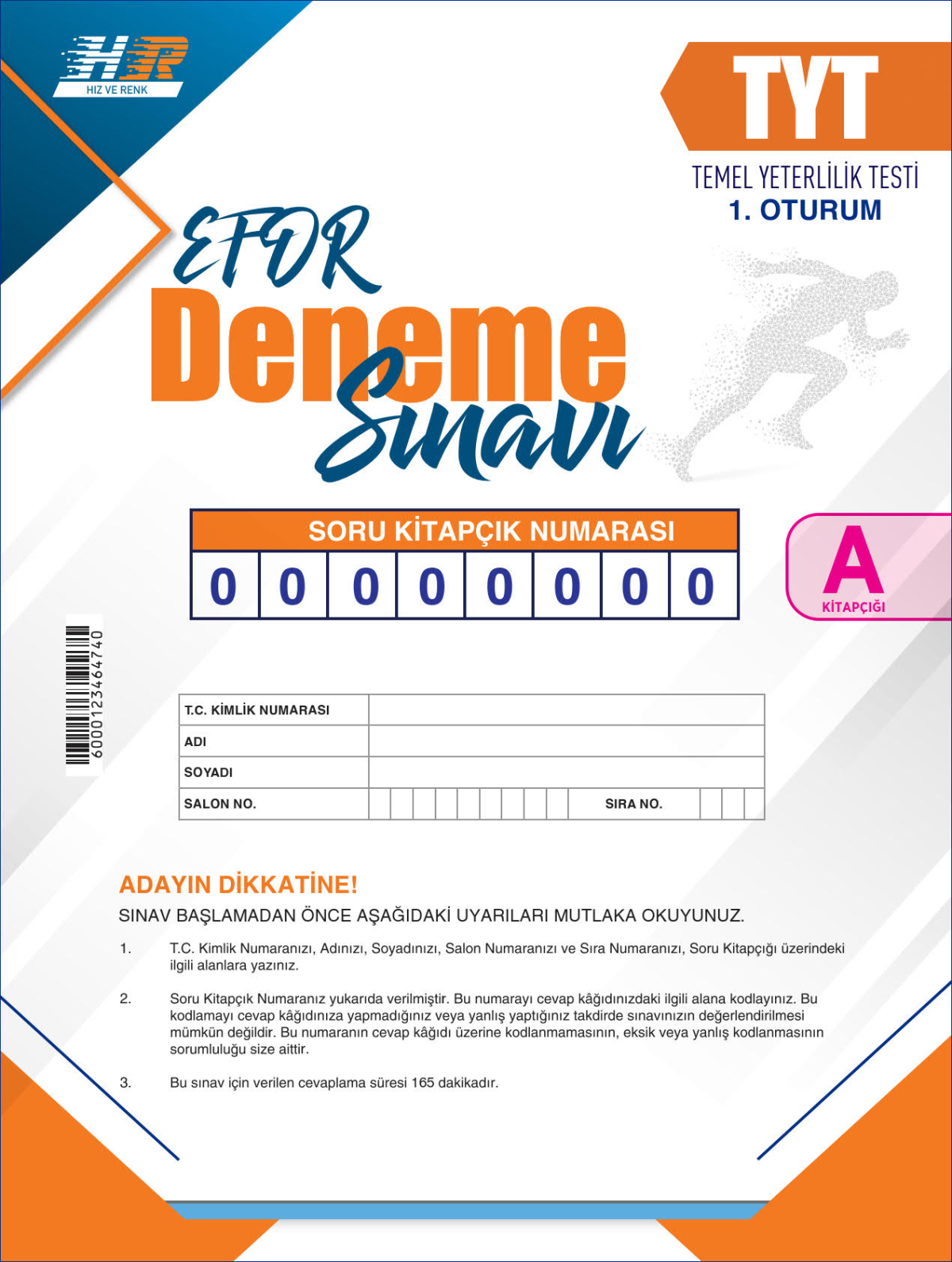 TYT HIZ VE RENK YAYINLARI EFOR SERİSİ DENEME 1