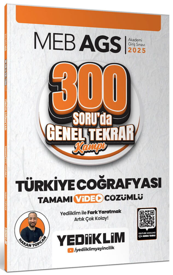 2025 MEB AGS Türkiye Coğrafyası 300 Soruda Tamamı Video Çözümlü Genel Tekrar Kampı Yediiklim Yayınları