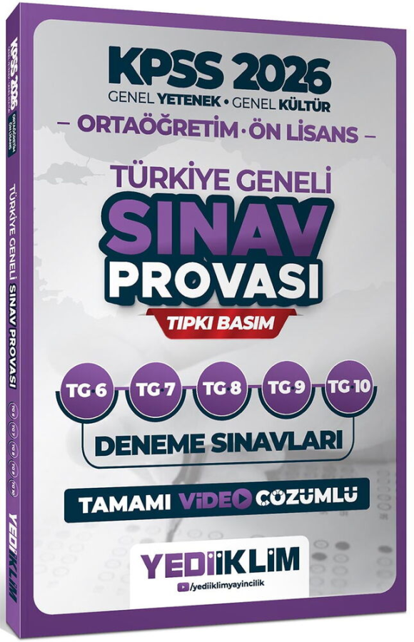 2026 KPSS Lise Ortaöğretim Ön Lisans Türkiye Geneli Sınav Provası 5 Deneme Çözümlü (6-7-8-9-10) Yediiklim Yayınları