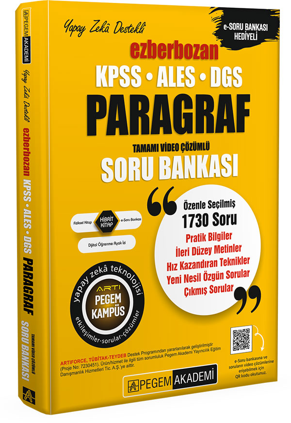 2026 AGS-KPSS-ALES-DGS Ezberbozan Paragraf Tamamı Video Çözümlü Soru Bankası Pegem Akademi Yayıncılık