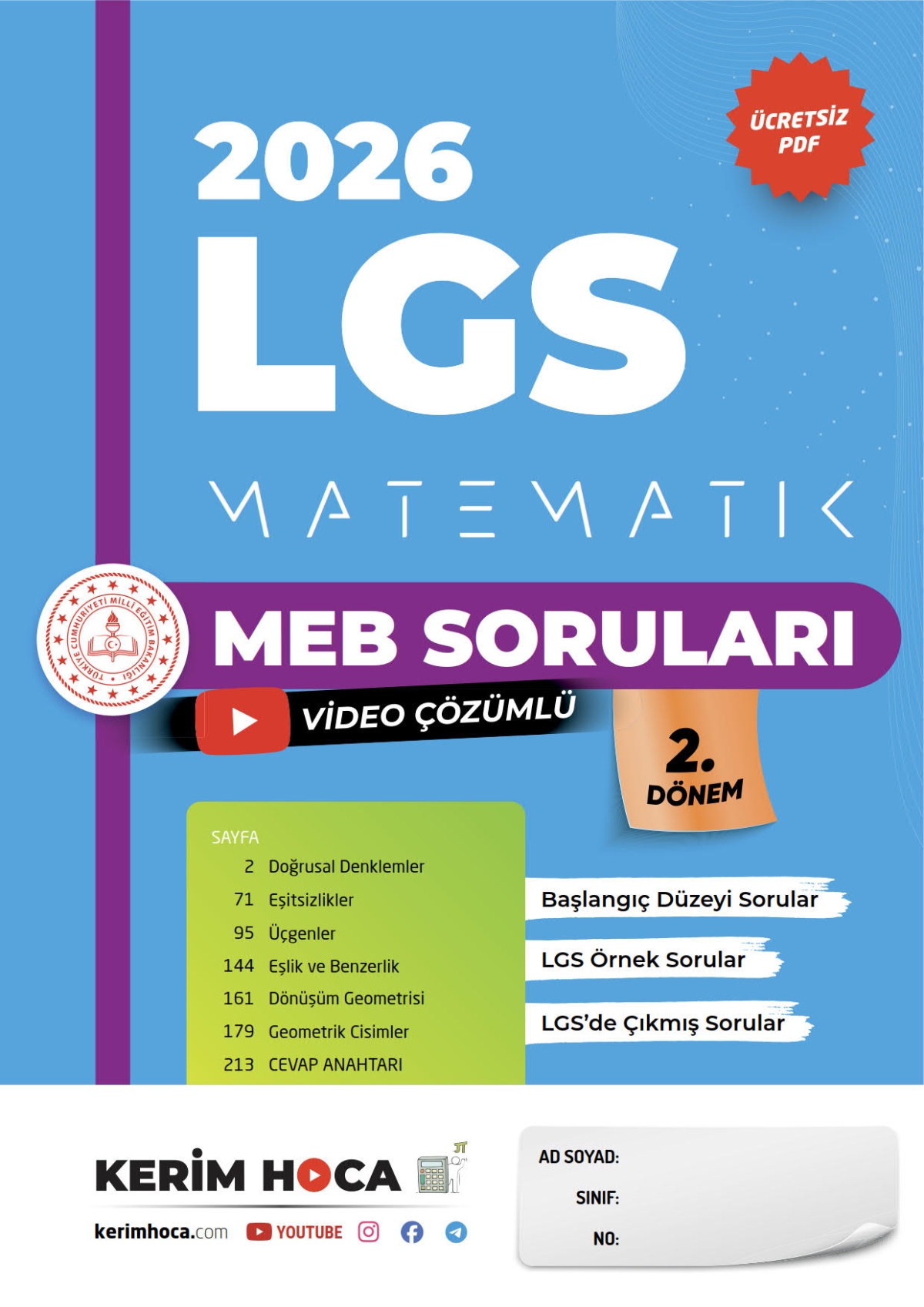2026 LGS Matematik Meb Soruları Kitabı Kerim Hoca