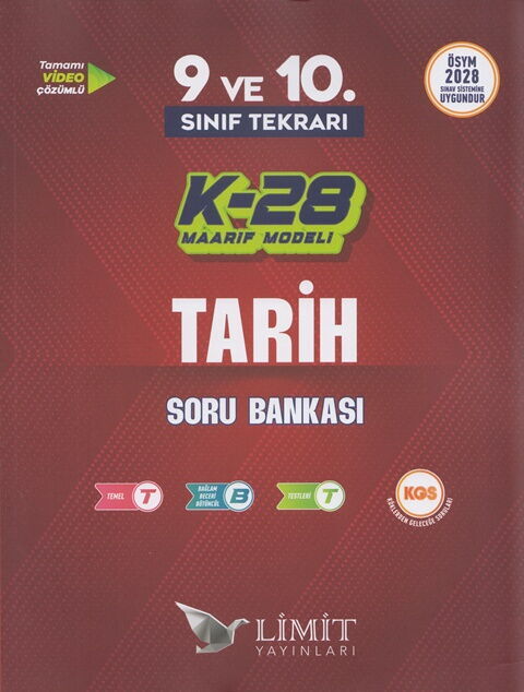2028 TYT 9. ve 10. Sınıf Tekrarı Tarih K-28 Maarif Model Soru Bankası Limit Yayınları