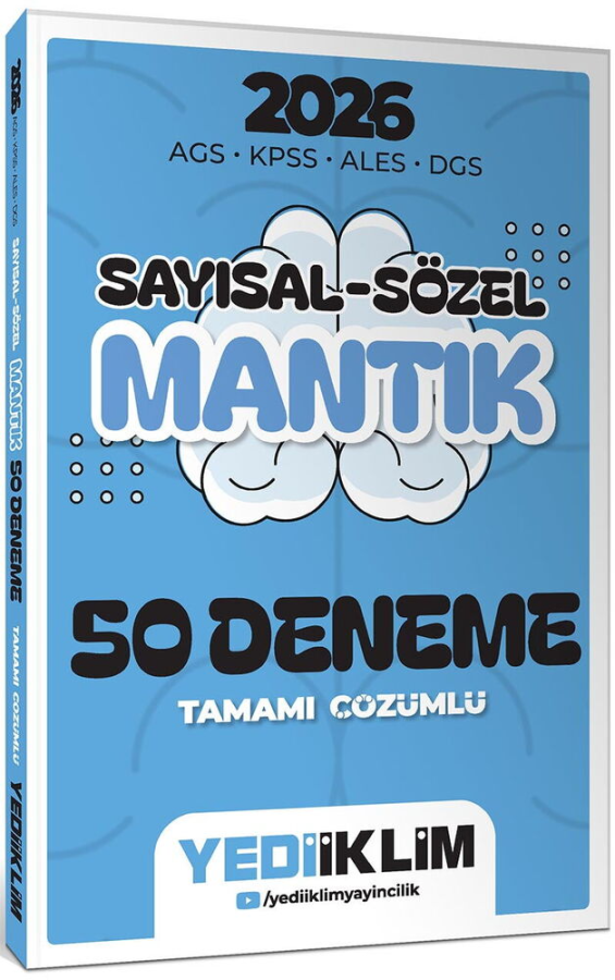 2026 AGS KPSS ALES DGS Sayısal Sözel Mantık Tamamı Çözümlü 50 Deneme Yediiklim Yayınları