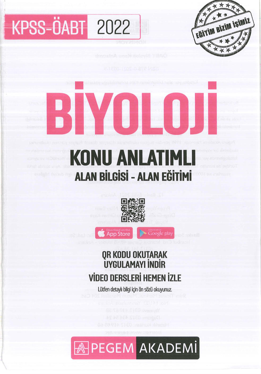 BİYOLOJİ KONU ANLATIMI ALAN BİLGİSİ - ALAN EĞİTİMİ
