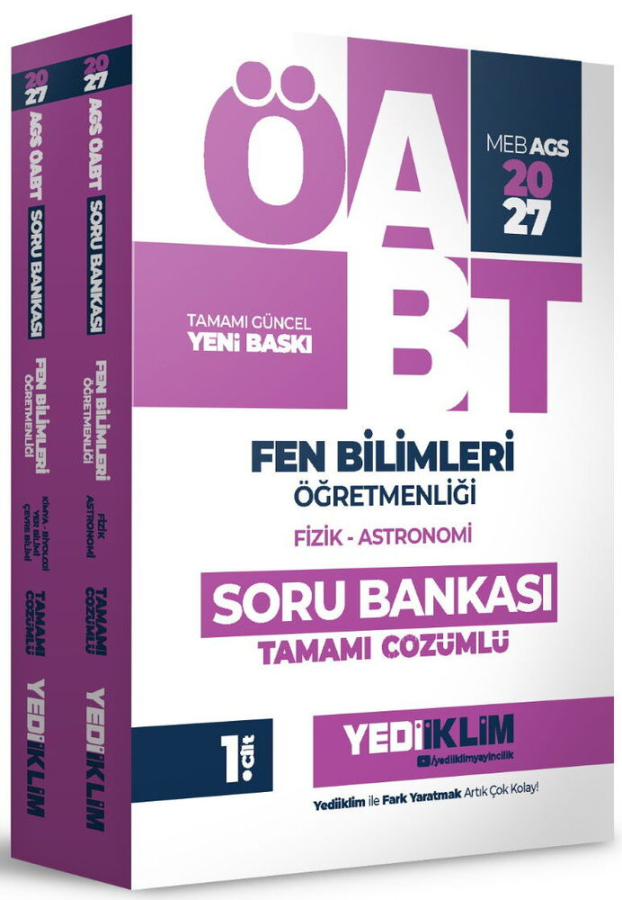 2027 MEB AGS ÖABT Fen Bilimleri Öğretmenliği Tamamı Çözümlü Soru Bankası 2 Cilt Yediiklim Yayınları